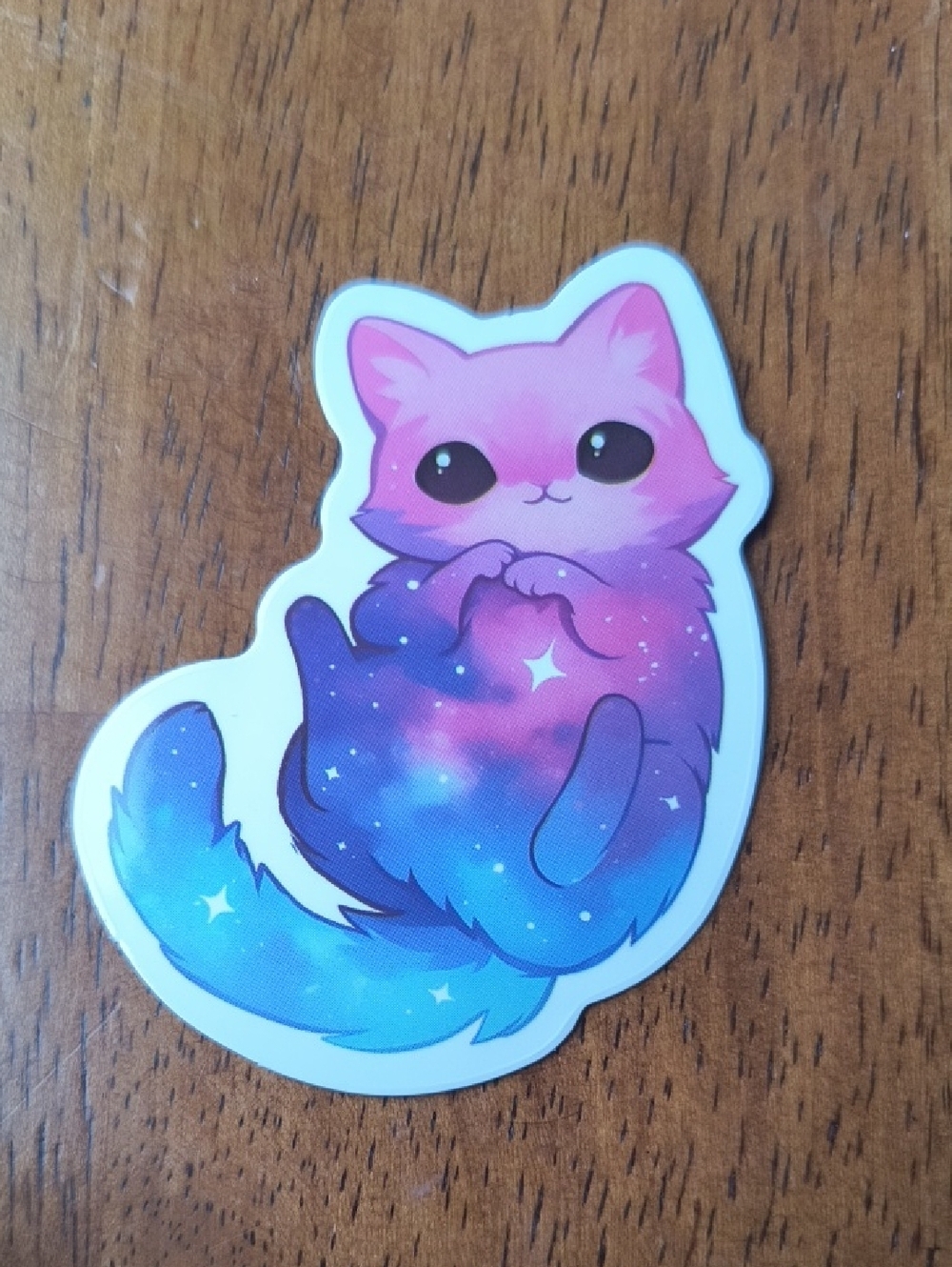 Pink & Blue Galaxy Cat Sticker - Cute Cat Decal